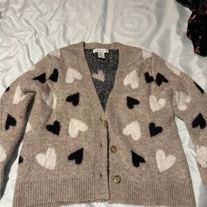 cupcakes & cashmere Beige Heart Cardigan